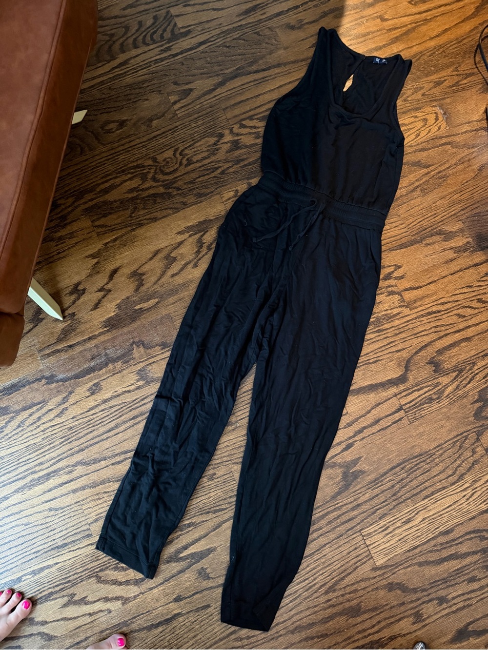 Splendid Black Sleeveless Jumpsuit with Elastic Waist